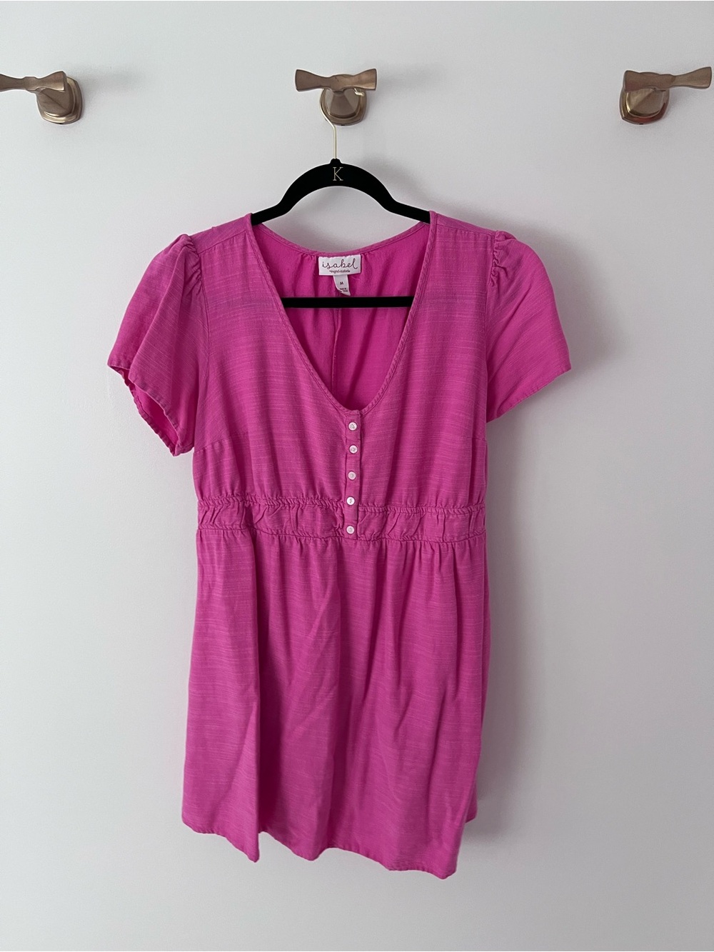 Isabel Maternity by Ingrid & Isabel Hot Pink V-Neck Button dress